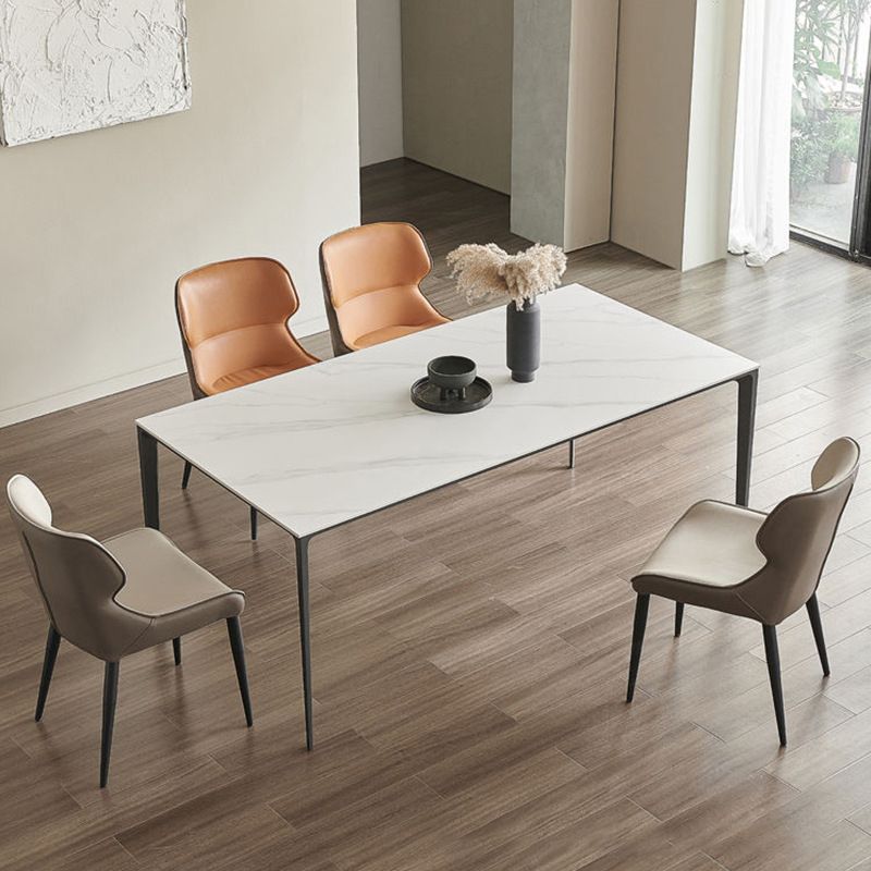 Industrial Style Rectangle Dining Table Sintered Stone Table with Metal Legs for Kitchen Clearhalo 'Dining Tables & Seating' 'Dining Tables' 'dining_table' 'furn' 'furn_dining_table' 'Furniture' 'Kitchen & Dining Furniture' 1200x1200_c33a8f2d-cb7e-488c-97db-1d9c3bfbf7f3