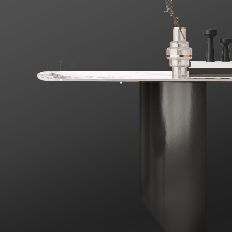 Rectangle Double Pedestal Table Modern Stone Top Black Base Dining Site Table Clearhalo 'Dining Tables & Seating' 'Dining Tables' 'dining_table' 'furn' 'furn_dining_table' 'Furniture' 'Kitchen & Dining Furniture' 1200x1200_c33ad5d5-afb4-4c95-aa0f-6f6e82f99ca1