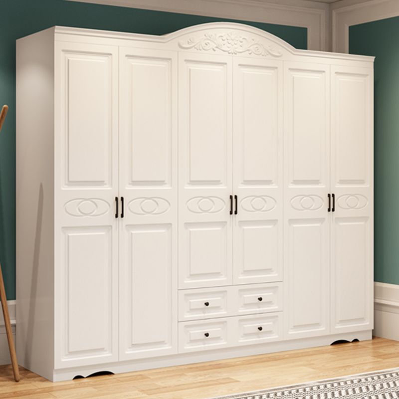 White Engineered Wood Wardrobe Armoire Hinged Wardrobe Closet