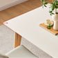 Mid-Century Modern Dining Table White Stone Top Table with Wooden Base Clearhalo 'Dining Tables & Seating' 'Dining Tables' 'dining_table' 'furn' 'furn_dining_table' 'Furniture' 'Kitchen & Dining Furniture' 1200x1200_c33c9ea3-0e8f-4f1c-b5bc-032cea012c58