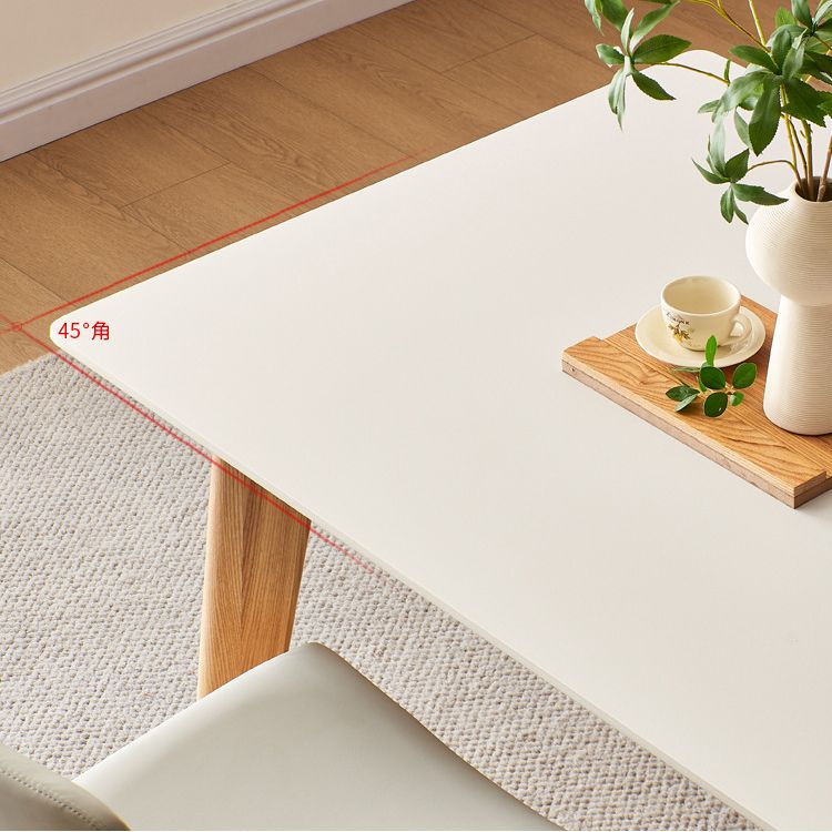 Mid-Century Modern Dining Table White Stone Top Table with Wooden Base Clearhalo 'Dining Tables & Seating' 'Dining Tables' 'dining_table' 'furn' 'furn_dining_table' 'Furniture' 'Kitchen & Dining Furniture' 1200x1200_c33c9ea3-0e8f-4f1c-b5bc-032cea012c58