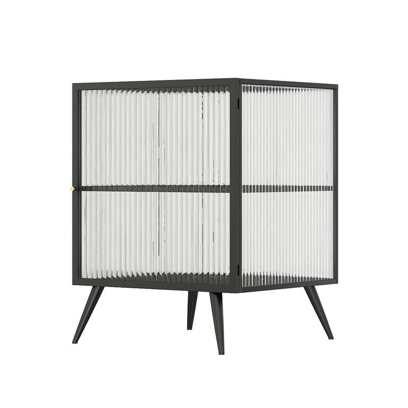Modern Lower Shelf Nightstand Metal Bedside Cabinet with Glass Door for Bedroom Clearhalo 'Bedroom Furniture' 'furn' 'furn_night_stand' 'Furniture' 'night_stand' 'Nightstands' 1200x1200_c33de0cb-26bc-4eab-8dfa-86f97c959a06