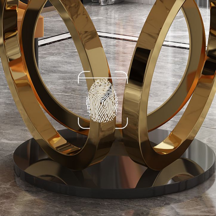 Glam 1/4/7 Pieces Round Dinette Set Sintered Stone Top Dining Table Set with Turntable Clearhalo 'Dining Room Sets' 'Dining Tables & Seating' 'dining_room_set' 'furn' 'furn_dining_room_set' 'Furniture' 'furniture_dining_room_set' 'Kitchen & Dining Furniture' 1200x1200_c33e266c-9c99-404e-98aa-01498d3a69bd