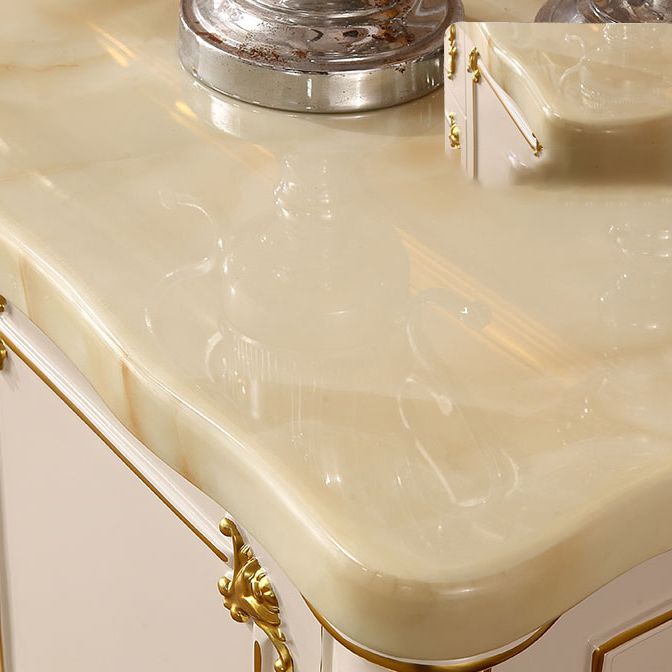 Glam Sideboard in White Solid Wood with 2-door for Living Room