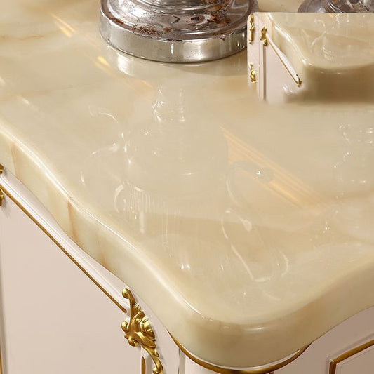 Sideboard glam in legno bianco bianco con 2 porte per soggiorno