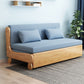 Blue Linen Blend Futon Sleeper Sofa with 2 Pillows and Pillow Back