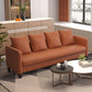Faux Leather Sofa 78.74" W x 25.19" D x 23.22" H Square Arm Sofa for Living Room Clearhalo 'furn' 'furn_sofas' 'Furniture' 'Living Room Furniture' 'Sofa' 'sofas' 1200x1200_c341bccf-04b4-4e63-a91f-caf02049b43c