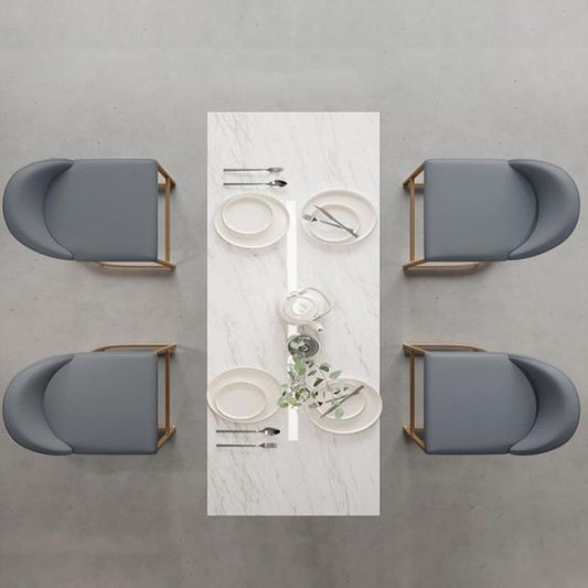 Rectangle Metal Base Bar Table Glam Sintered Stone Top Bistro Bar Table