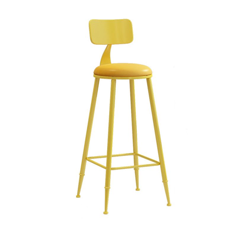 Contemporary Metal Stool PU Leather Barstools in Matte Finish for Indoor