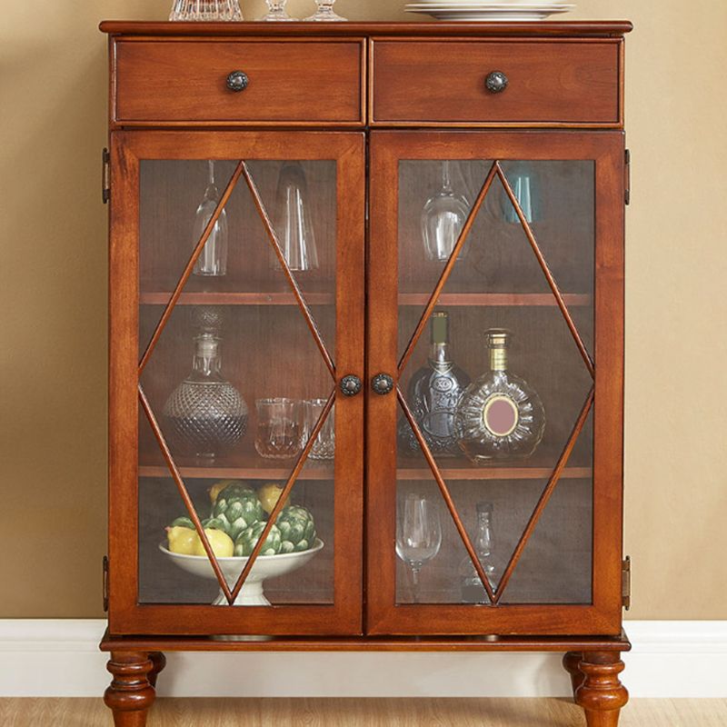 Mid-Century Modern Display Stand Rubberwood Display Cabinet with Doors for Dining Room Clearhalo 'Display & China Cabinets' 'display_china_cabinets' 'furn' 'furn_display_china_cabinets' 'Furniture' 'Kitchen & Dining Furniture' 1200x1200_c345d169-7590-4f79-b6fe-a022b0799fc4