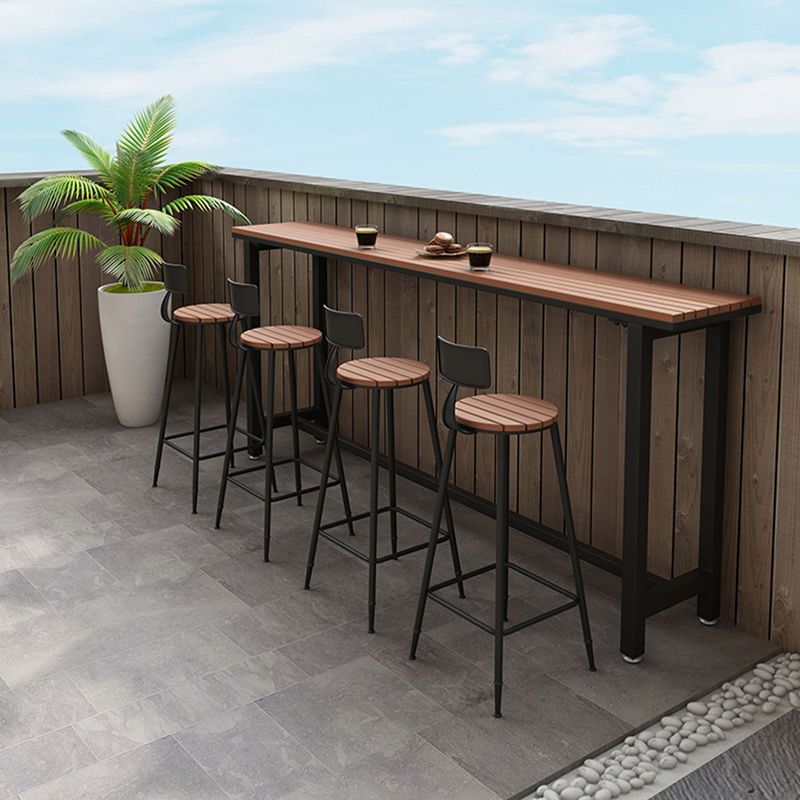 Metal and Wood Rectangular Table, Industrial Style Minimalist Balcony Outdoor Bar Table Clearhalo 'Bar Furniture' 'Bar Tables' 'bar_tables' 'furn' 'furn_bar_tables' 'Furniture' 'Kitchen & Dining Furniture' 1200x1200_c345d664-8f75-4364-bc41-aa5b89331ef5