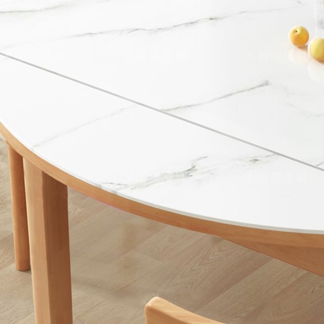 Modern Style Round Dinner Table White Sintered Stone Table with Wooden Base Clearhalo ' dining_table' 'Dining Tables & Seating' 'Dining Tables' 'furn' 'furn_dining_table' 'Furniture' 'furniture_dining_table' 'Kitchen & Dining Furniture' 'kitchen&dining_furn' 'kitchen' 'kitchen_dining_table' 1200x1200_c347618a-801e-4d82-a538-0044dae66aad