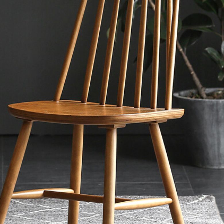 ダイニングルームアームレスダイニングチェアホームスラットバックソリッドウッドチェア