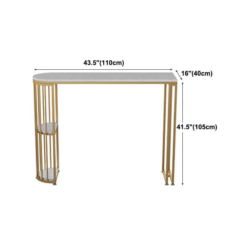 Faux Marble Indoor Glam Bar Dining Table Iron Double Pedestal Bistro Table with Shelve Clearhalo 'Bar Furniture' 'Bar Tables' 'bar_tables' 'furn' 'furn_bar_tables' 'Furniture' 'furniture_bar_tables' 'Kitchen & Dining Furniture' 'kitchen&dining_furn' 'kitchen' 1200x1200_c3487f30-df63-43e0-9687-ce146a446787