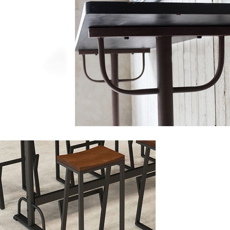 Pine Wood Bar Table Rectangle Industrial Bar Dining Table with Trestle Base in Black Clearhalo 'Bar Furniture' 'Bar Tables' 'bar_tables' 'furn' 'furn_bar_tables' 'Furniture' 'furniture_bar_tables' 'Kitchen & Dining Furniture' 1200x1200_c34896d4-961b-4924-8d97-bc6ede8d1bf9