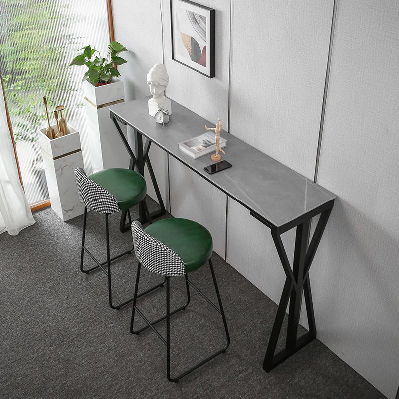 Modern Bar Dining Table Rectangle Bar Height Table with Double Pedestal in Black Clearhalo 'Bar Furniture' 'Bar Tables' 'bar_tables' 'furn' 'furn_bar_tables' 'Furniture' 'furniture_bar_tables' 'Kitchen & Dining Furniture' 1200x1200_c34d779a-da70-4665-9065-86de0e3a00db