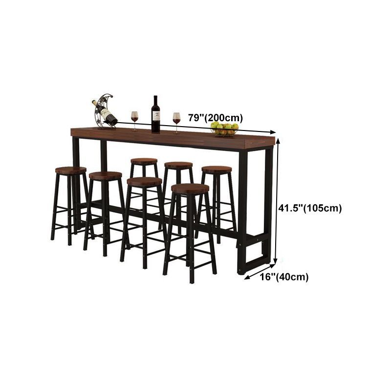 Pine Wood Bar Table Industrial Rectangle Bar Dining Table with Trestle Base Clearhalo 'Bar Furniture' 'Bar Tables' 'bar_tables' 'furn' 'furn_bar_tables' 'Furniture' 'furniture_bar_tables' 'Kitchen & Dining Furniture' 1200x1200_c34e4840-bc78-420c-8e4c-6c919ca6b4a0
