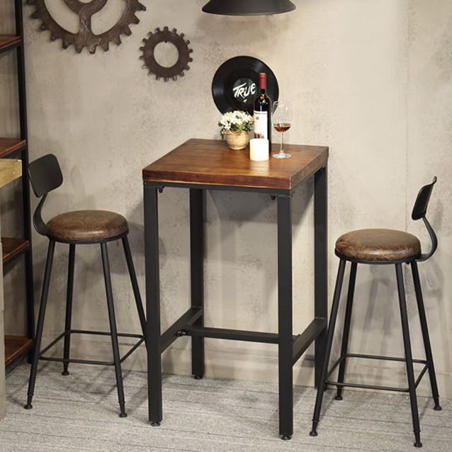 Modern Squared Bar Dining Table Indoor Wood Bar Height Table with Iron Base 42-Inch Top Clearhalo 'Bar Furniture' 'Bar Tables' 'bar_tables' 'furn' 'furn_bar_tables' 'Furniture' 'furniture_bar_tables' 'Kitchen & Dining Furniture' 1200x1200_c34ed37e-d439-47e2-86f6-4156b276f85b