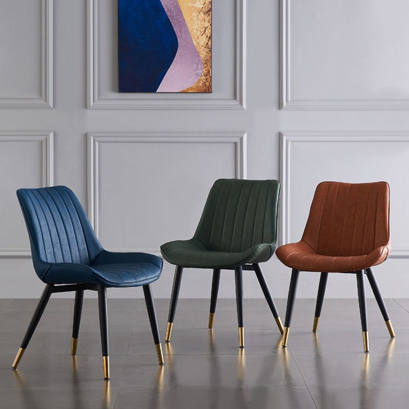 Modern Armless Dining Chairs Solid Back Leather Side Chairs with Metal Legs Clearhalo ' kitchen&dining_furn' 'Dining Chairs' 'Dining Tables & Seating' 'dining_chair' 'Furniture' 'furniture_dining_chair' 'Kitchen & Dining Furniture' 'kitchen' 1200x1200_c3509de3-31a6-480a-ab81-729431adc54f