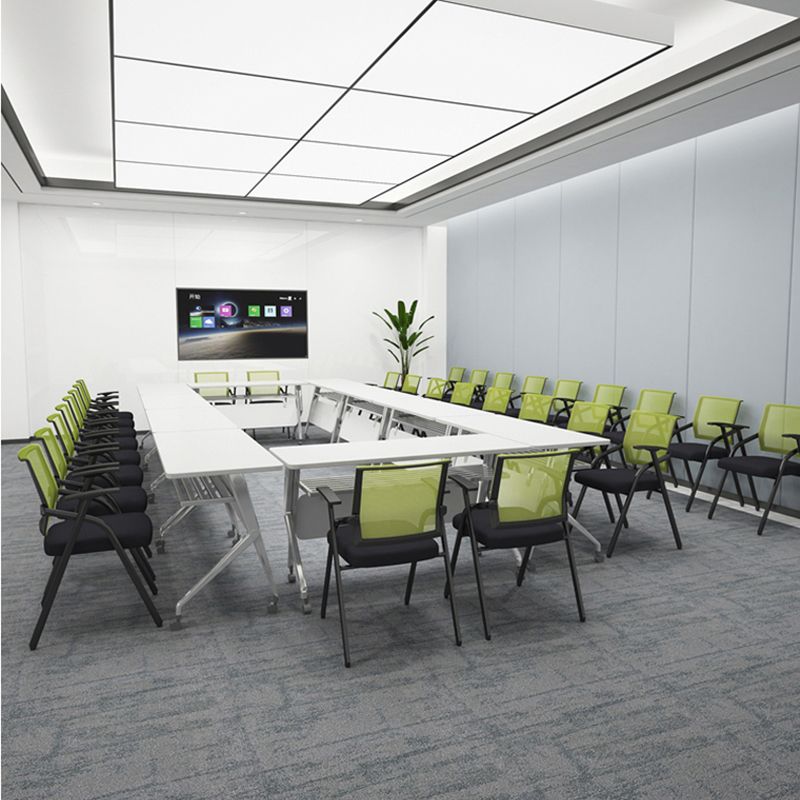 Sedia conferenza pieghevole moderna telaio nero e sedile con armi fisse