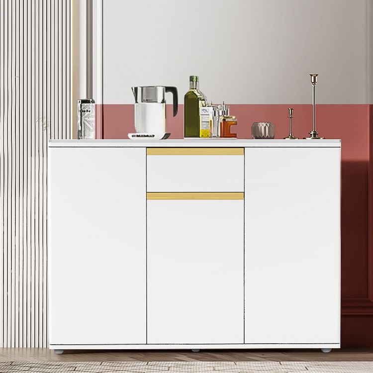 White Modern Server Engineered Wood and Rubber Wood Cabinets with Drawer Clearhalo 'buffet_sideboard' 'Buffets & Sideboards' 'furn' 'furn_buffet_sideboard' 'Furniture' 'furniture_buffet_sideboard' 'Kitchen & Dining Furniture' 1200x1200_c353b8dc-3f4f-491e-8c50-52f4bd48c4a9
