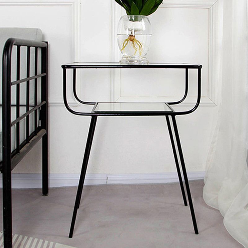 Industrialglas Akzenttisch Nachttisch 23,6 "Hochbett -Nachttisch mit 2 Regalen