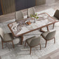 Stone Dining Set with Wooden Frame 1/4/5/7 Pcs Contemporary Dinette Set Clearhalo 'Dining Room Sets' 'Dining Tables & Seating' 'dining_room_set' 'furn' 'furn_dining_room_set' 'Furniture' 'Kitchen & Dining Furniture' 1200x1200_c3583b48-a464-4729-9451-eac55debe7ea