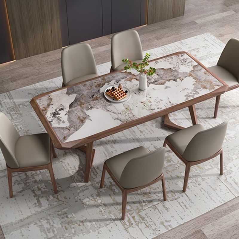 Stone Dining Set with Wooden Frame 1/4/5/7 Pcs Contemporary Dinette Set Clearhalo 'Dining Room Sets' 'Dining Tables & Seating' 'dining_room_set' 'furn' 'furn_dining_room_set' 'Furniture' 'Kitchen & Dining Furniture' 1200x1200_c3583b48-a464-4729-9451-eac55debe7ea
