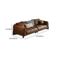 Genuine Leather Square Arm Sofa in Brown Simple Standard Sofa with Pillows