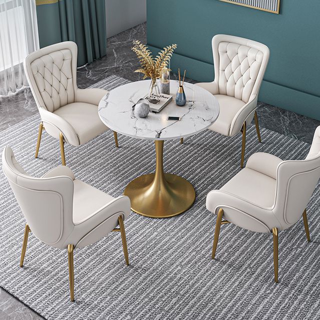 Metalen traditionele luxe ronde tafel van gesinterd stenen tafel met tulponderstel