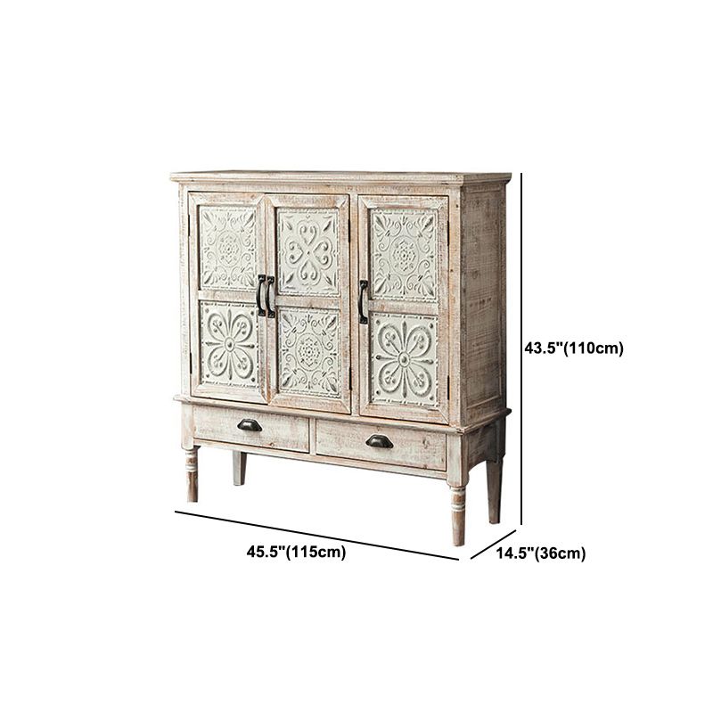 Gabinete de acento industrial con patas y estante de madera gabinete de madera angustiada