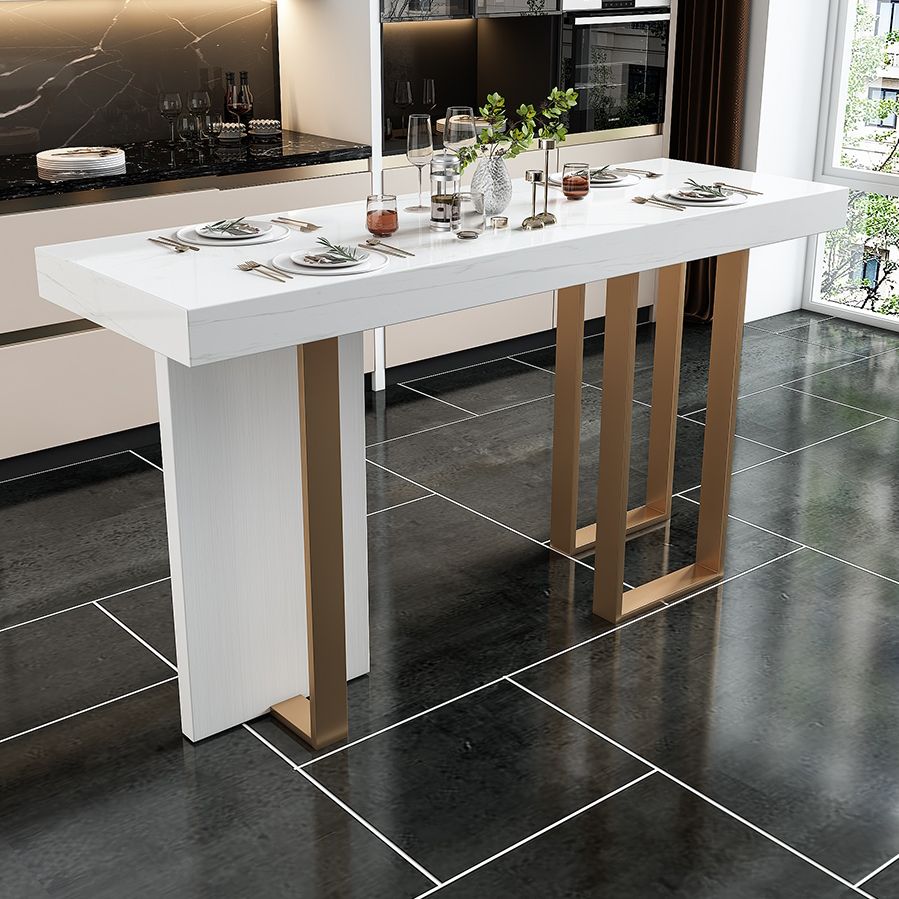 Modern Bar Table 42-inch Height White Artificial Marble Top and Metal Base Bistro Table Clearhalo 'Bar Furniture' 'Bar Tables' 'bar_tables' 'furn' 'furn_bar_tables' 'Furniture' 'furniture_bar_tables' 'Kitchen & Dining Furniture' 1200x1200_c35fb72a-96e0-4b5a-a1d6-f7880ff1ca1f