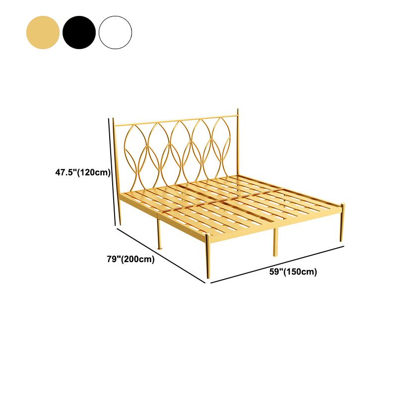 47" Tall Glam Open-Frame Bed Metal Standard Bed with Headboard