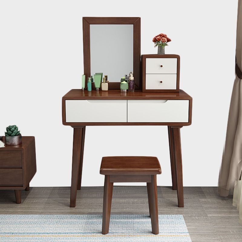 Nordic 4 cajones de maquillaje tocador de maquillaje espejo de madera de madera de madera