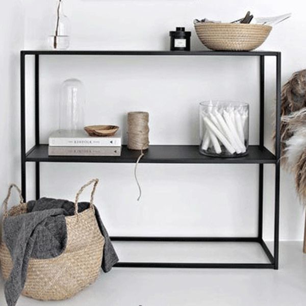 Metal Open Back Bookcase Industrial Etagere Storage Bookshelf