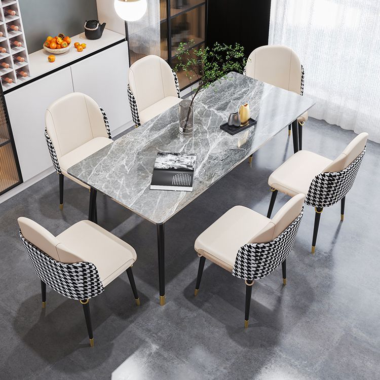 Glam Style 1/4/7 Pieces Dining Set Sintered Stone Dining Table for Home Use Clearhalo 'Dining Room Sets' 'Dining Tables & Seating' 'dining_room_set' 'furn' 'furn_dining_room_set' 'Furniture' 'furniture_dining_room_set' 'Kitchen & Dining Furniture' 'kitchen&dining_furn' 'kitchen' 1200x1200_c367c9ed-0c80-4b7b-a837-0400a733395f