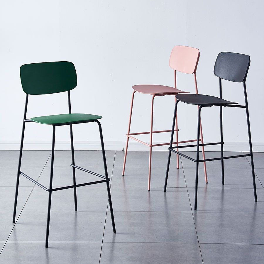 Taburete de la barra de respaldo escandinavo rectángulo de plástico Taburada de contra-altura