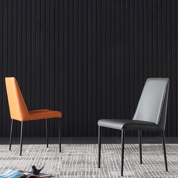 Industrial Style Side Chair Faux Leather Side Dining Chair with Metal Frame