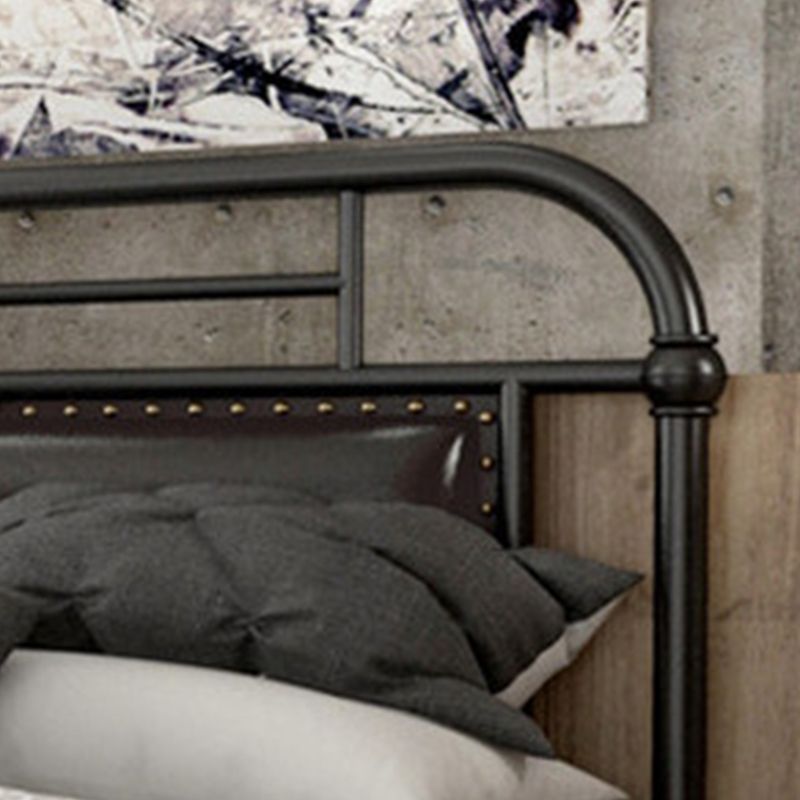 Industrial Nailhead Upholstered Bed Frame Metal 43.3" Tall Bed Clearhalo 'Bedroom Furniture' 'Beds' 'furn' 'furn_beds' 'Furniture' 1200x1200_c36bf437-b430-4ace-b2aa-a68b09d8fe1a