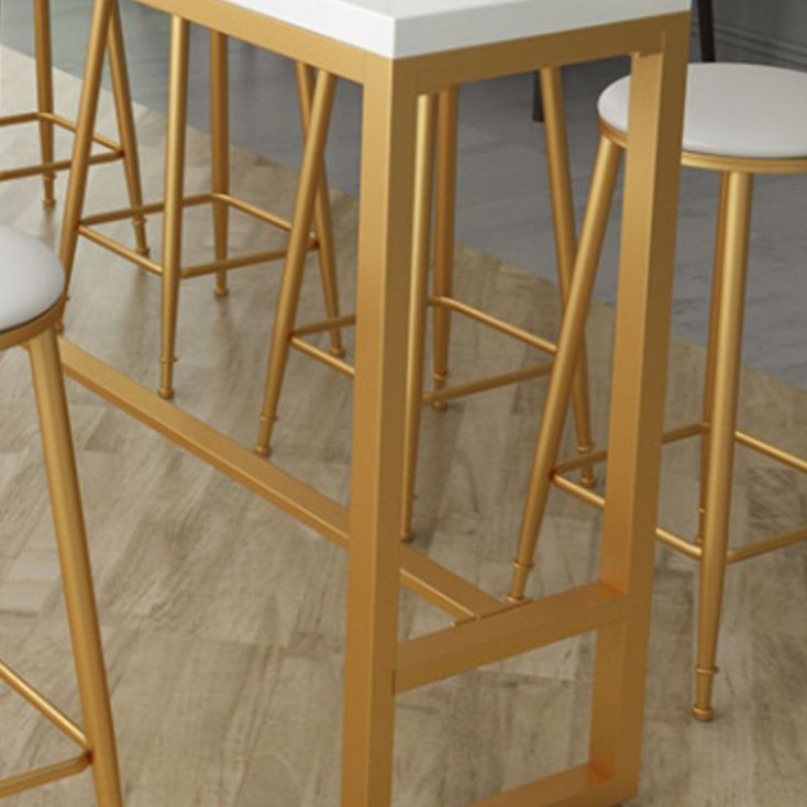 Glam Iron Bar Dining Table White Wood Rectangle Indoor Bistro Table with Footrest Clearhalo 'Bar Furniture' 'Bar Tables' 'bar_tables' 'furn' 'furn_bar_tables' 'Furniture' 'furniture_bar_tables' 'Kitchen & Dining Furniture' 1200x1200_c36c54a1-a08a-4a59-bcce-543adce3413a