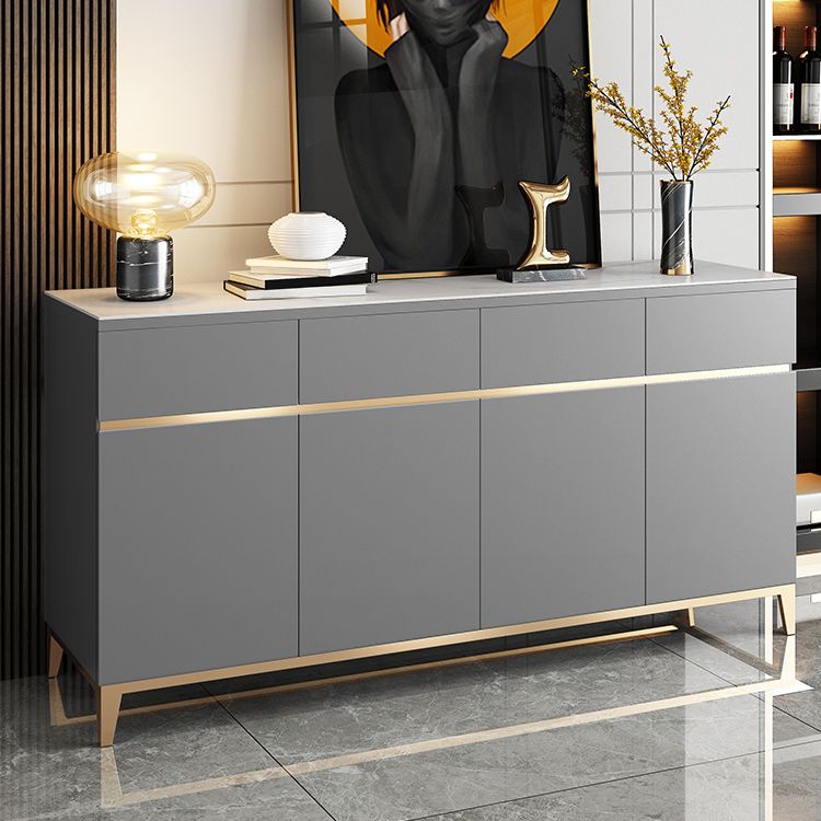 4 Drawer Buffet Sideboard Engineered Wood and Stone Sideboard Table Clearhalo 'buffet_sideboard' 'Buffets & Sideboards' 'furn' 'furn_buffet_sideboard' 'Furniture' 'Kitchen & Dining Furniture' 1200x1200_c36cee06-0da4-4d7c-b563-ad4878ed2b98