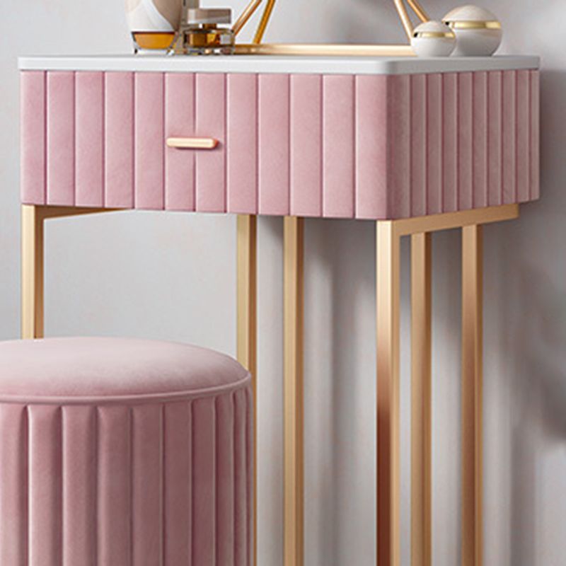 1 Drawer Dressing Table Luxurious Metal Frame Make-up Vanity Clearhalo 'Bedroom Furniture' 'furn' 'furn_makeup_vanities' 'Furniture' 'Makeup Vanities' 'makeup_vanities' 1200x1200_c36d1572-4e05-47a0-a4ac-b976e4cc27fe