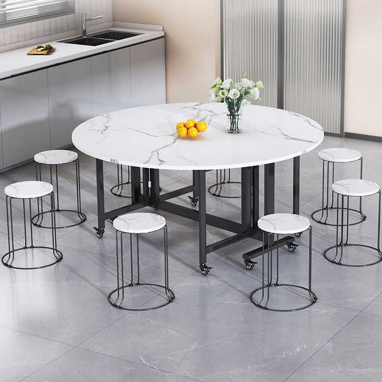 Mesa de comedor plegable Mesa de comedor de mármol sintético con marco negro