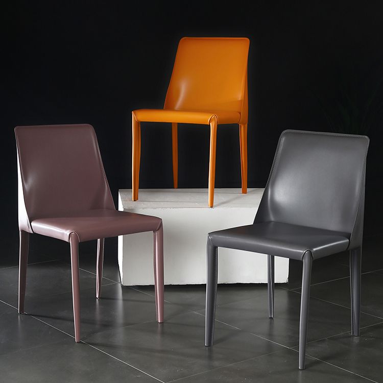 Contemporary Leather Dining Room Chairs Upholstered Armless Dining Chairs for Home Use Clearhalo ' kitchen&dining_furn' 'Dining Chairs' 'Dining Tables & Seating' 'dining_chair' 'furn' 'furn_dining_chair' 'Furniture' 'furniture_dining_chair' 'Kitchen & Dining Furniture' 'kitchen' 1200x1200_c36e4116-a04b-40f8-a66a-384f588a35aa