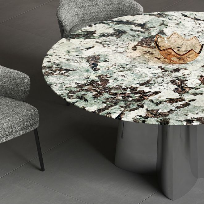 Glam Round Marble Top Dining Table with Metal Pedestal Base for Home Clearhalo 'Dining Tables & Seating' 'Dining Tables' 'dining_table' 'furn' 'furn_dining_table' 'Furniture' 'Kitchen & Dining Furniture' 1200x1200_c36f9db3-8126-46dd-aac2-2ac59d10d231