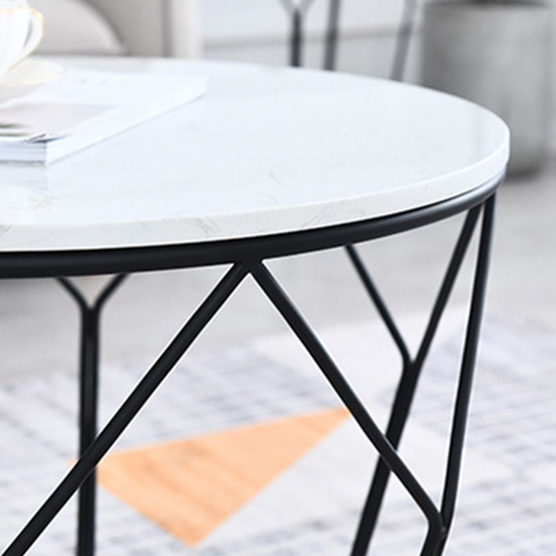 Round Coffee Table Minimalist Coffee Table for Living Room in White Clearhalo 'Coffee & Accent Tables' 'Coffee Tables' 'coffee_tables' 'furn' 'furn_coffee_tables' 'Furniture' 'Living Room Furniture' 1200x1200_c36fb1d2-52c1-4b8a-8073-7682ce6c26cc