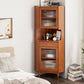 Design Wooden Storage Cabinet with 2 Glass Doors and Storage Shelf Modern