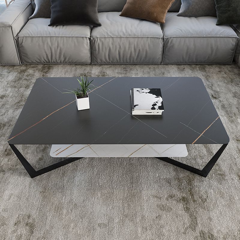 Modern Style Black Gold/white/grey/white Gold Rock Board Table with Iron Base Coffee Table Clearhalo 'Coffee & Accent Tables' 'Coffee Tables' 'coffee_tables' 'furn' 'furn_coffee_tables' 'Furniture' 'Living Room Furniture' 1200x1200_c36fbe64-8b94-4ebb-8aa0-3b60c6a92598