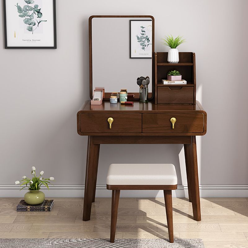 Modern Solid Wood Vanity Makeup Table Vanity Stool with Mirror Clearhalo 'Bedroom Furniture' 'furn' 'furn_makeup_vanities' 'Furniture' 'Makeup Vanities' 'makeup_vanities' 1200x1200_c37016c3-52b1-4746-b1fd-8535e7563835