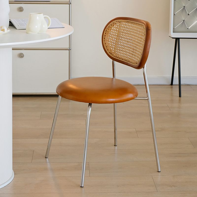 Polished Finish Faux Leather Dining Chair with Metal Legs for Kitchen Clearhalo 'Dining Chairs' 'Dining Tables & Seating' 'dining_chair' 'furn' 'furn_dining_chair' 'Furniture' 'Kitchen & Dining Furniture' 1200x1200_c37168cd-7008-4901-baf7-b7950f8562f9